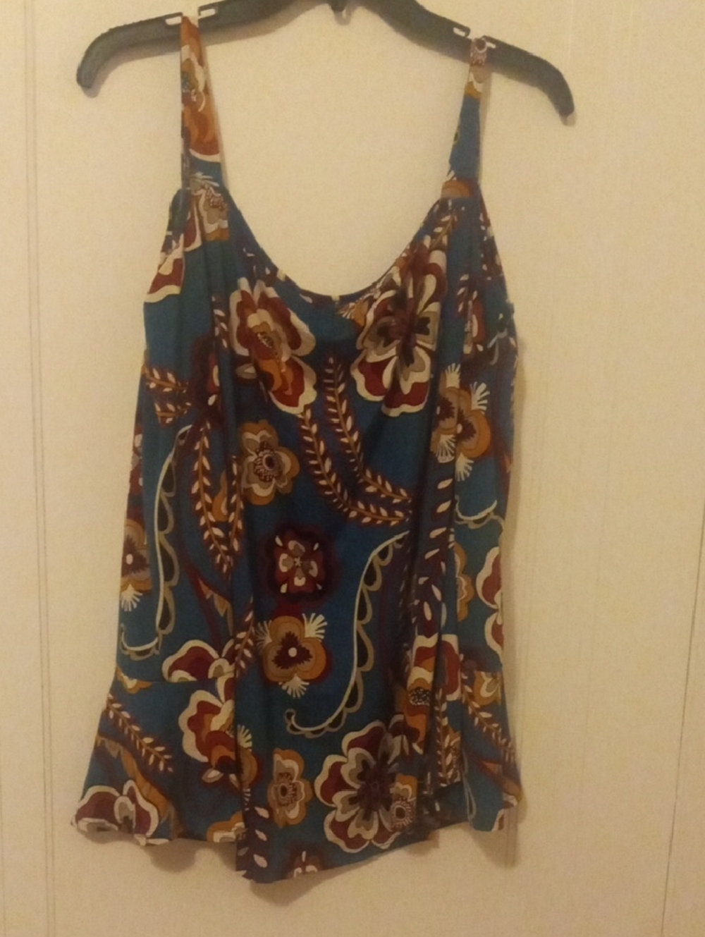 women xl cold shoulder top teal flower print bold colors,